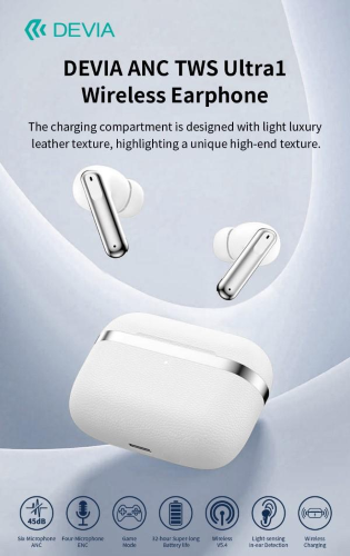 AURICOLARI CARICA WIRELESS ANC TWS ULTRA1 ANNULLAMENTO RUMORE ESTERNO BIANCHI